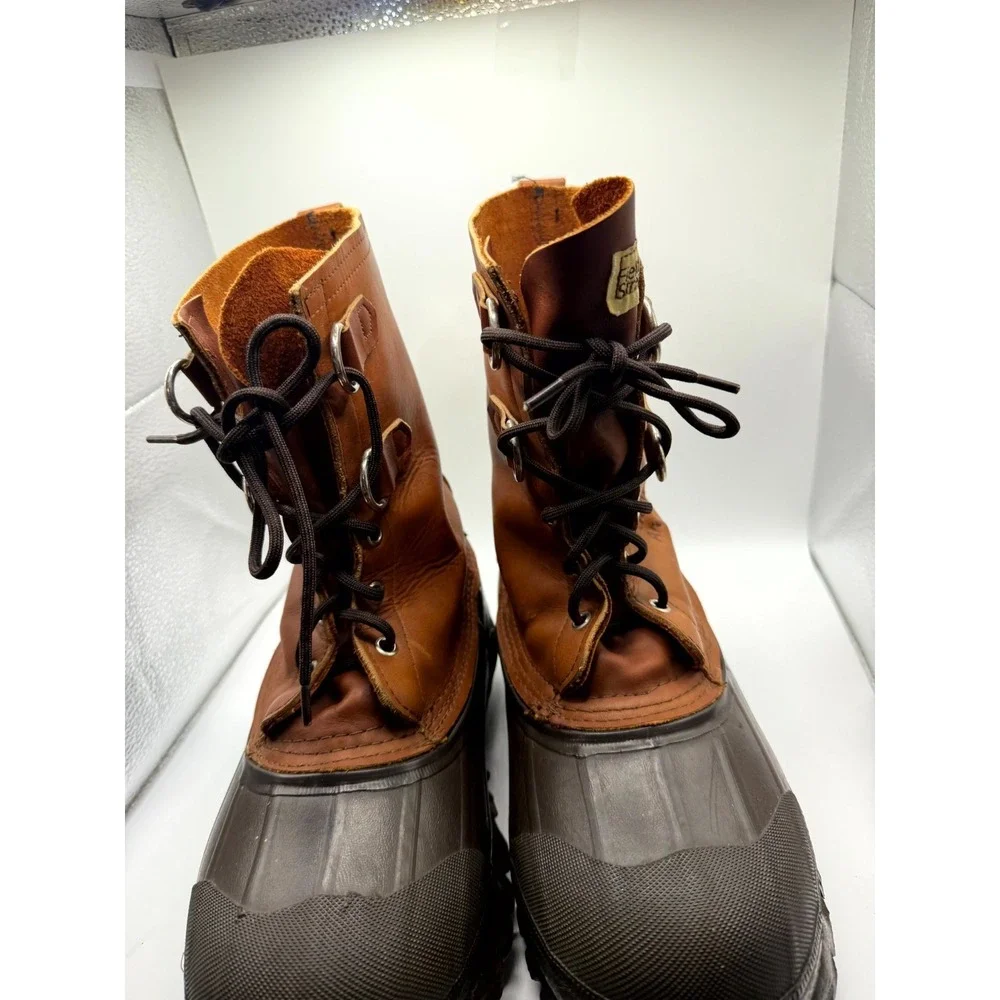 Vintage Field‎ & Stream Arctic Pacs Mens 6 Brown Leather Ankle Lace Up Duck Boot